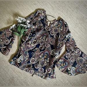 A. Byer Paisley Bell Sleeve Blouse - Small
